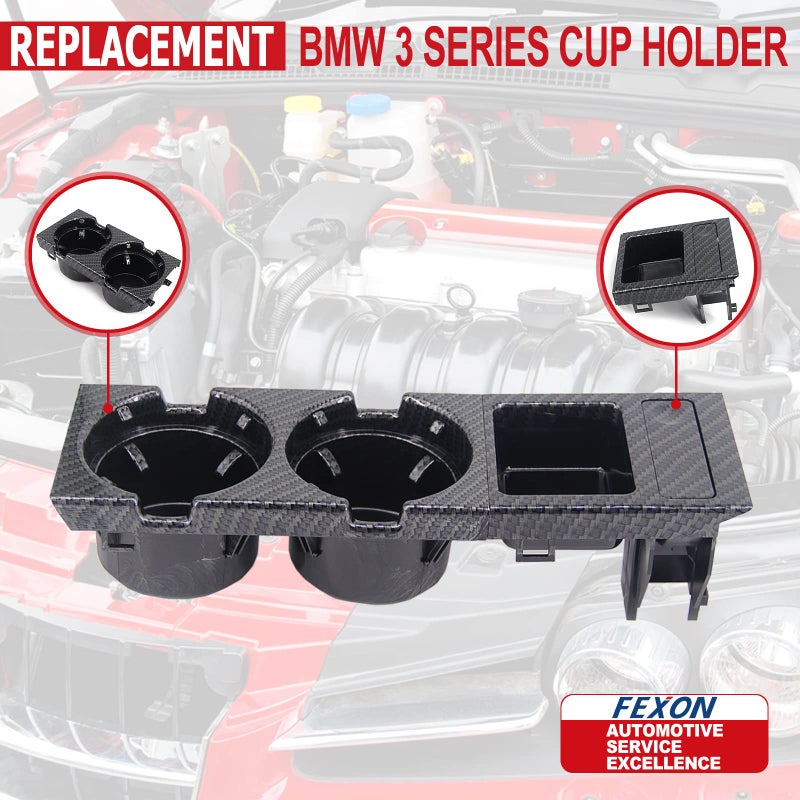 FEXON Cup Holder for BMW E46 3 Series 1998-2005 Replacement for Front Center Console Replace 51168217953 (Carbon Fiber) - Image 4